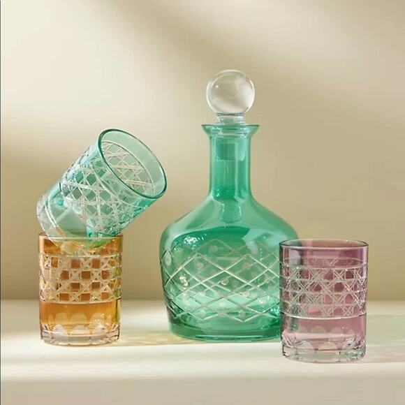 New - Set of 2 Anthropologie Colored Glass Purple Cocktail Glass - Picture 4 of 9